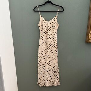 Le Lis Silky Cream Black Spotted Dress Sz Small